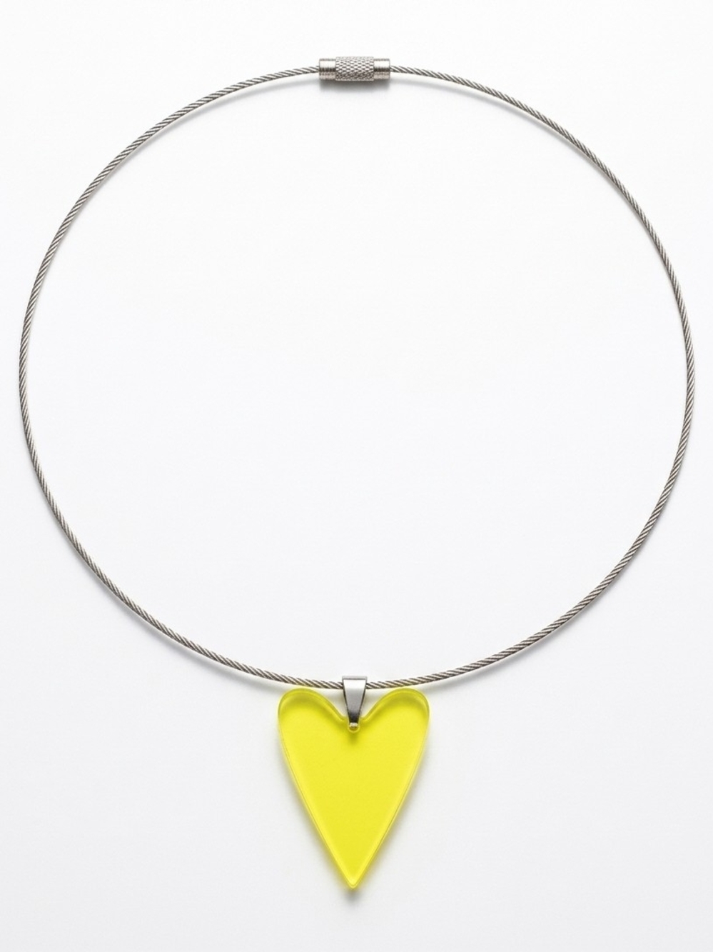 Yellow Heart Pendant Stainless Steel Necklace - Women's Jewelry